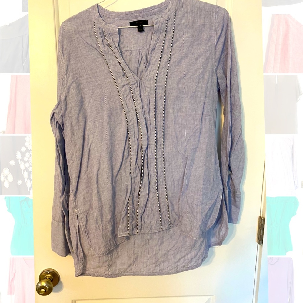JCrew tunic light blue and white